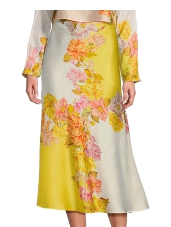 ANTONIO MELANI Dresses & Skirts - ANTONIO MELANI Yellow & Cream Floral Midi Skirt